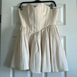 Oh Polly strapless mini dress in champagne